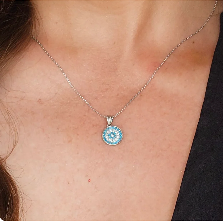 COLLAR GOZ TURKUAZ PLATA 925