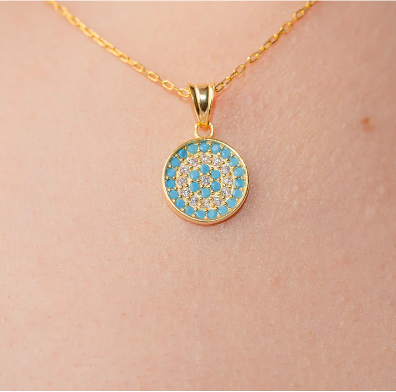 COLLAR GOZ TURKUAZ PLATA 925