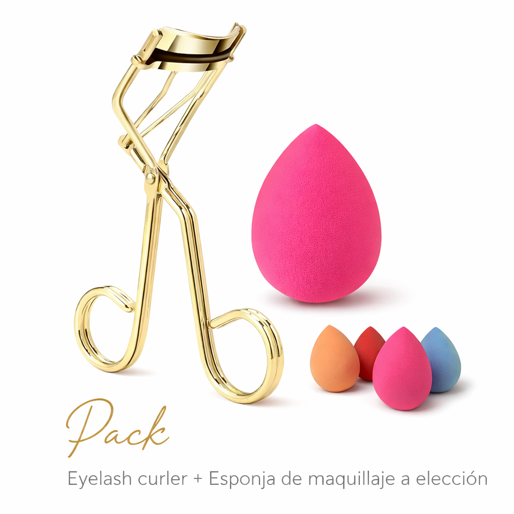 Eyelash Curler + Esponja de Maquillaje - Fucsia
