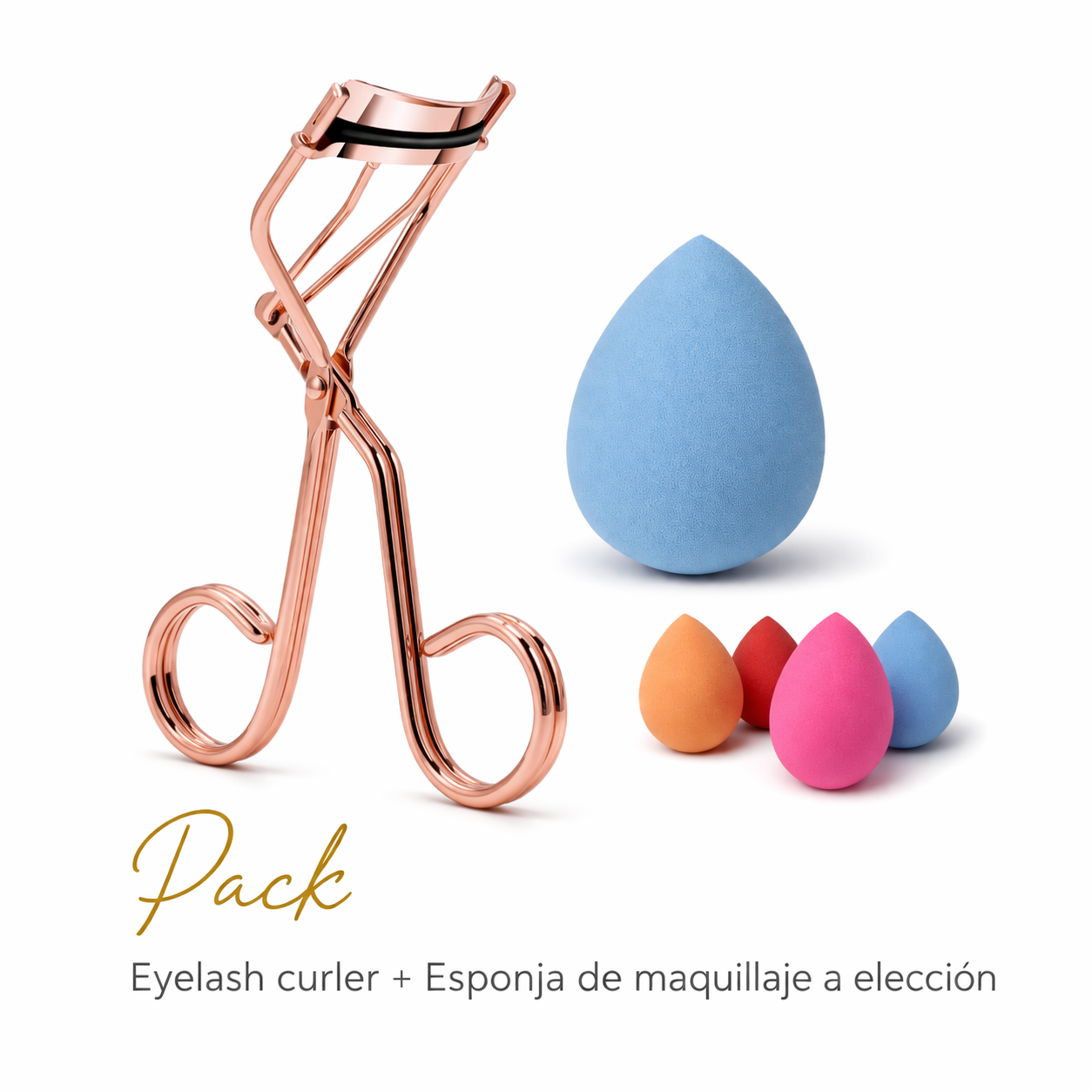 Eyelash Curler Gold Rose + Esponja de Maquillaje