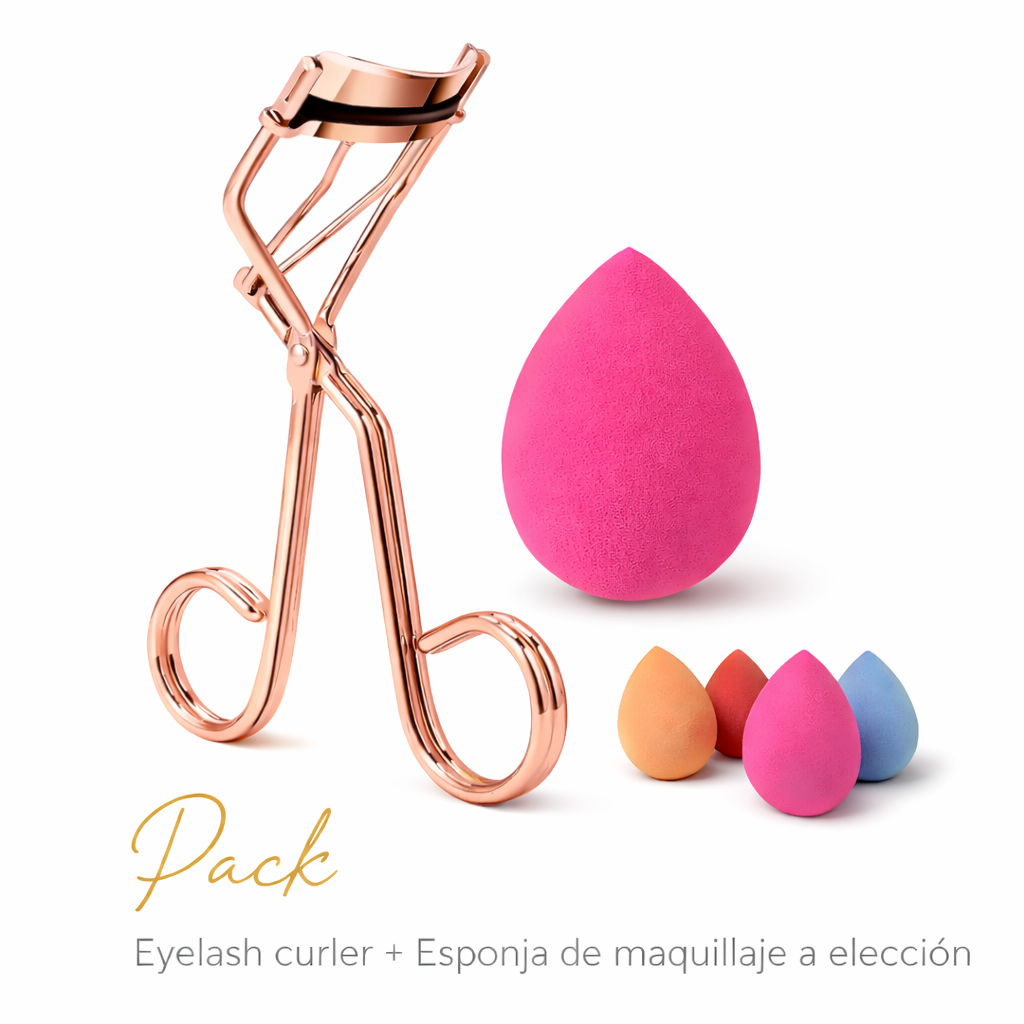 Eyelash Curler Gold Rose + Esponja de Maquillaje