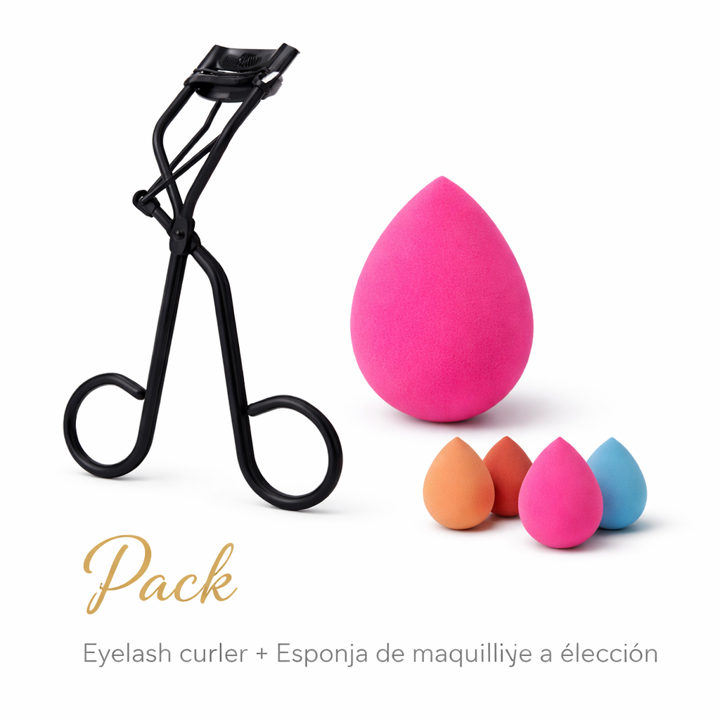 Eyelash Curler Negro + Esponja de Maquillaje