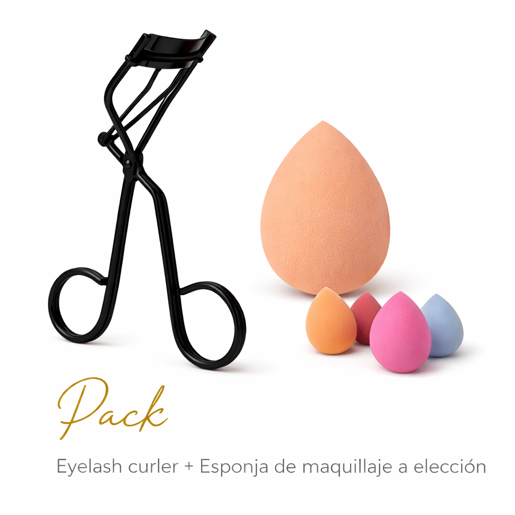 Eyelash Curler Negro + Esponja de Maquillaje