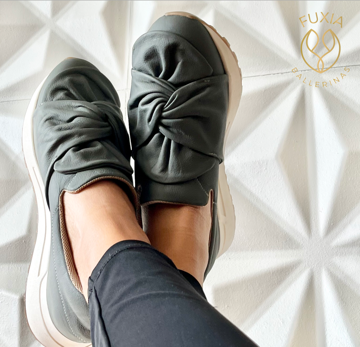 Zapatillas de cuero Fuxia ballerinas